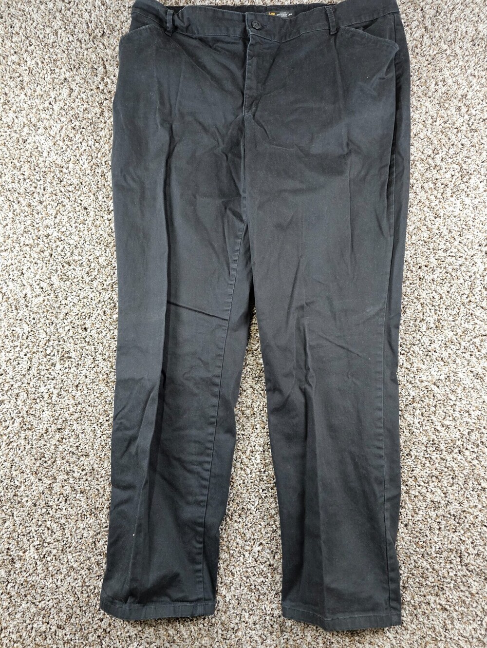 Lee Womens Sz 20W Relaxed Fit Straight Leg Mid Rise Dress Pants Black
